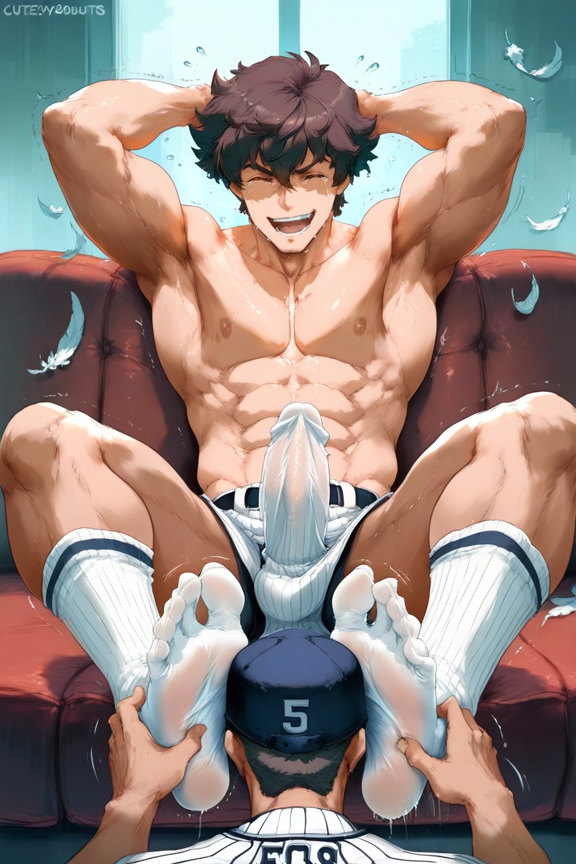 Hands Tickle Feet, Feet Placed On Table, Feathers Tickle Penis Porno IA Gay