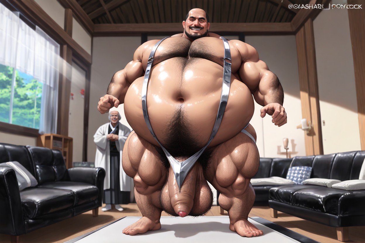 小马阴茎, Dimly Lit Room Huge Hairy Chested Mature Muscular Man, Bulging Veiny Penis AI同性恋黄片