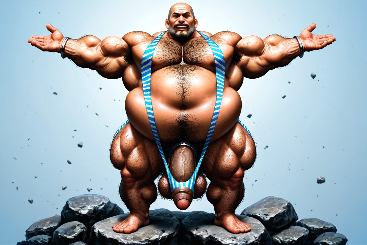 Single Mature Hairy Muscular Old Man Alone, Bikini Tipo Honda, Anillo Para El Pene Porno gay IA