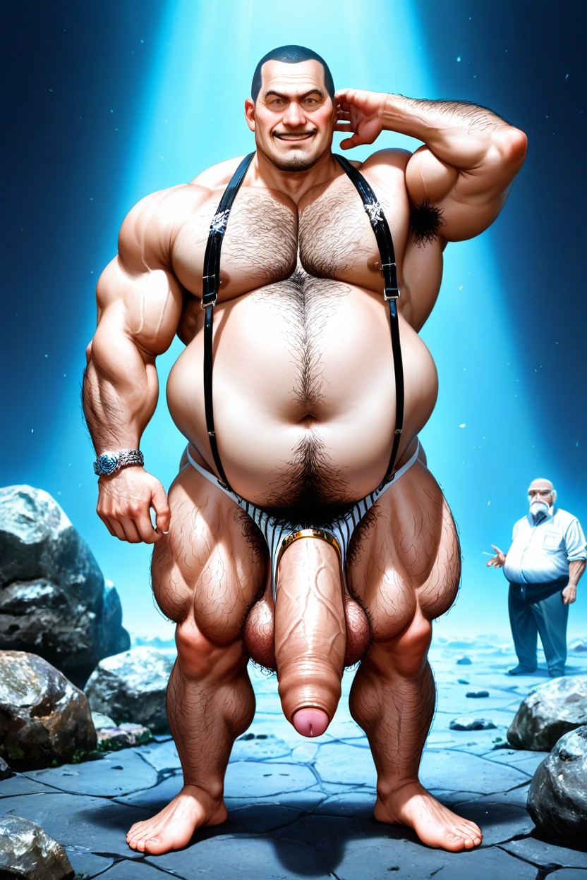Hairy Balls, Black And Grey Mixed Thinning Sparse Hair, Rock Hard Erect Detailed Uncut Hyper Long Cock AI同性恋黄片