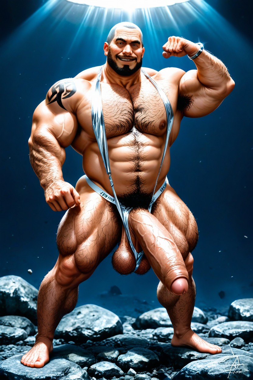 Pénis De Pónei, Tagame Art Style, Overly Excessive Chest Hair Pornografia gay com IA