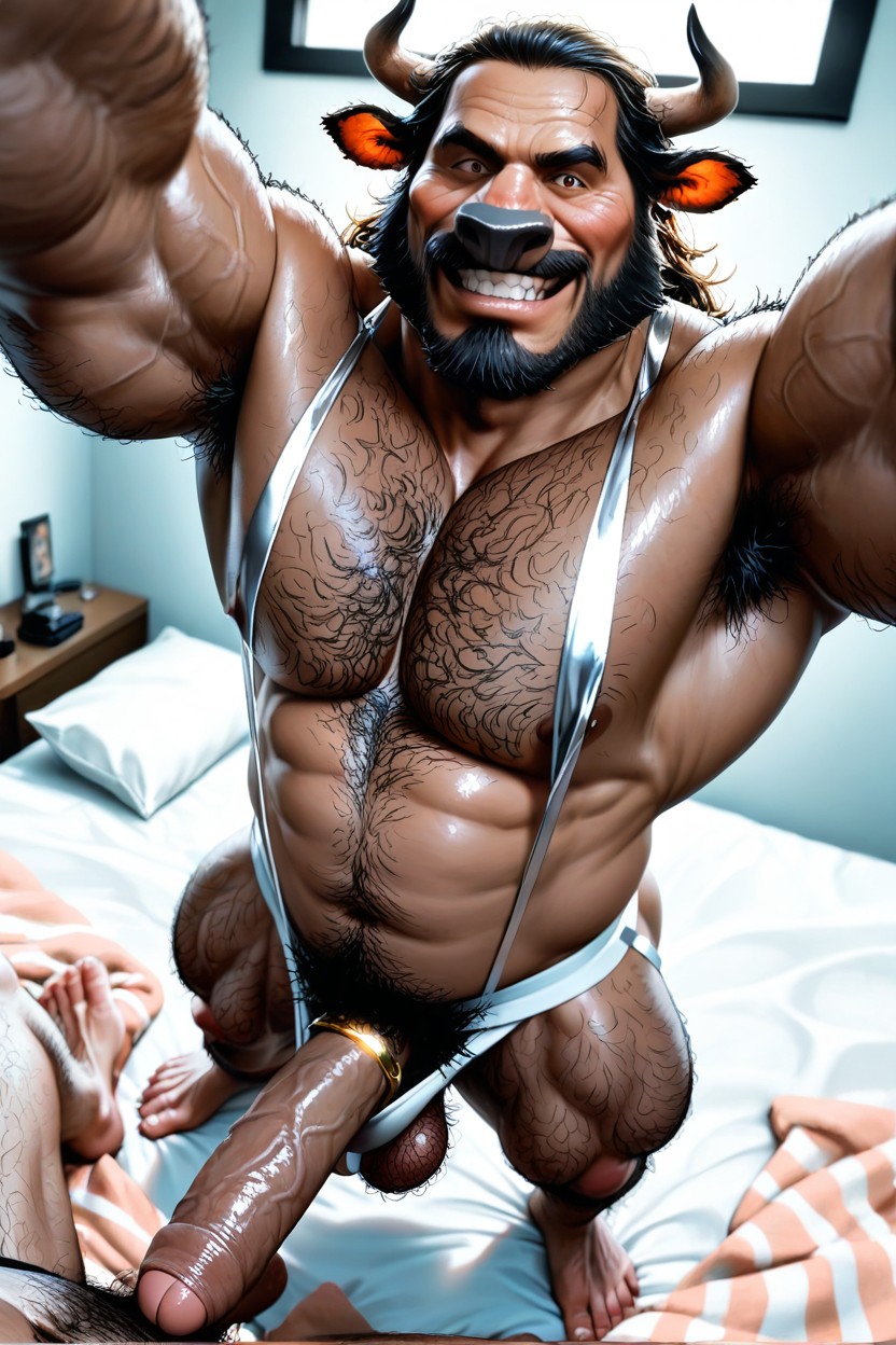 Erect Penis, Dark Brown Skin, Impossibly Long Hyper Penis AI Gay Porn