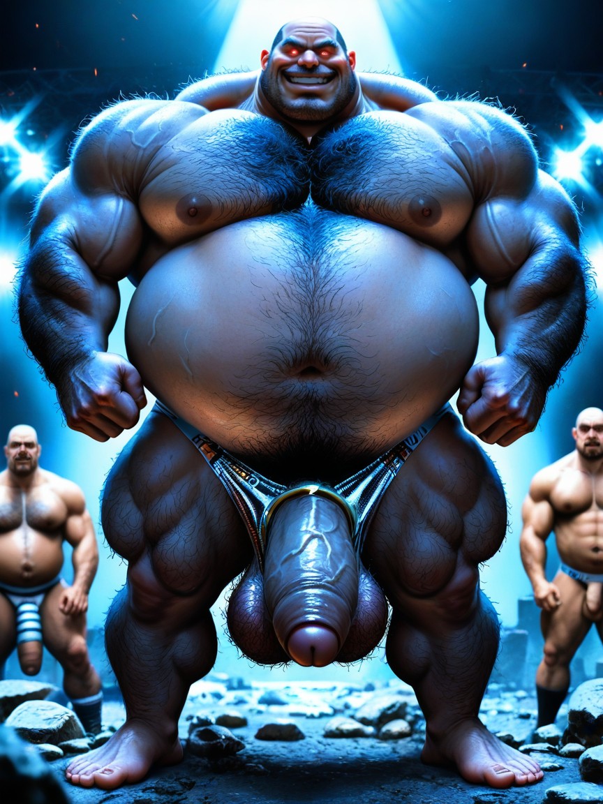 Lutador, Silver Metal Cock Ring, Strong Lines Pornografia gay com IA