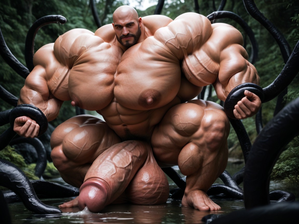 Massive Bodybuilder Muscles, Hyper Muscles, Exploding With Muscle Growth Pornografia gay com IA