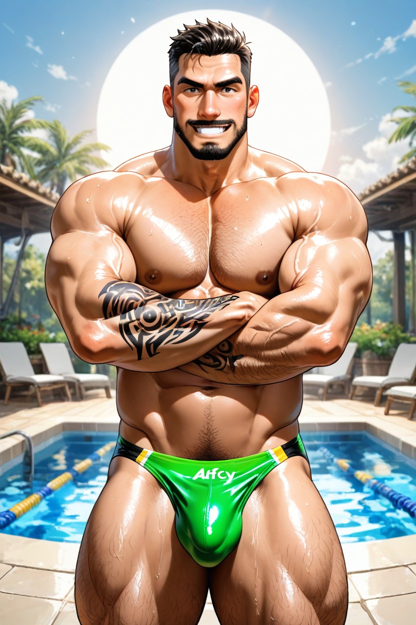 Big Booty, A Neatly Trimmed Mustache, Cinematic ゲイAIポルノ