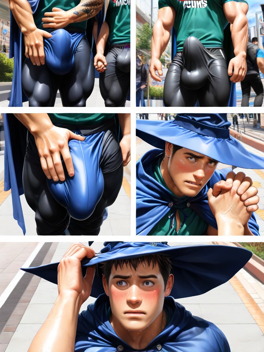 Awkward, Nervous, Extremely Erect Horizontal Bulge Cock Tucked Sideways ゲイAIポルノ
