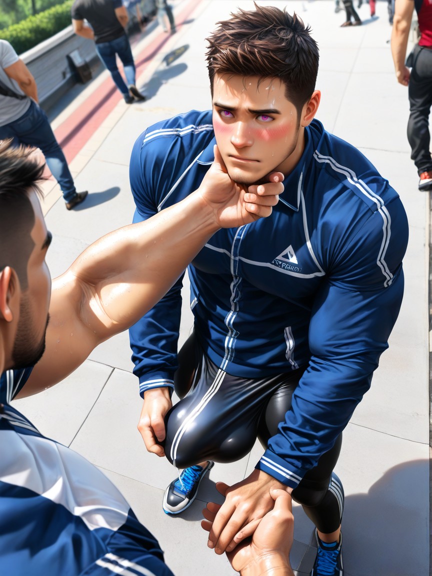 Photorealistic, Embarassed, Holding His Hands In Front Of His Bulge AI同性戀黃片