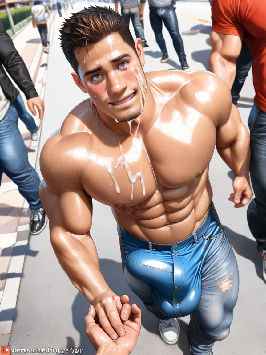 Sweaty, 肌肉型, Square Jaw AI同性戀黃片