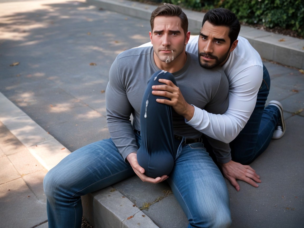 Awkward, Giant Balls Bulge, Exposed Giant Perfecf Uncut Hypercock Cums All Over Bulge ゲイAIポルノ