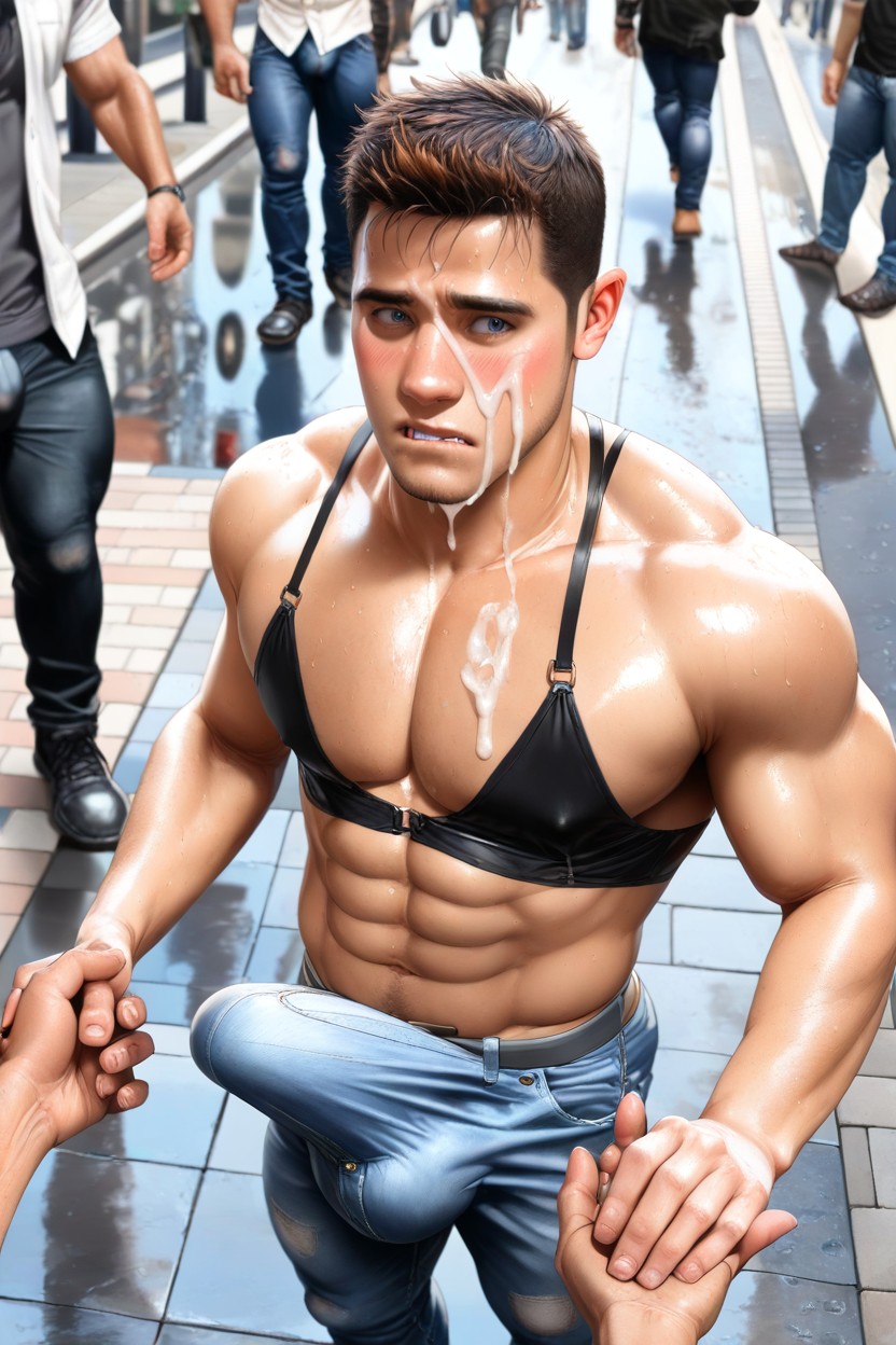 Photorealistic, Harem Of Guys Blushing, Accidental Erection AI同性戀黃片