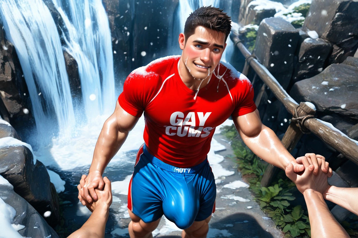 Man Staring At Bulge, Awkward, In Public AI Gay Porn