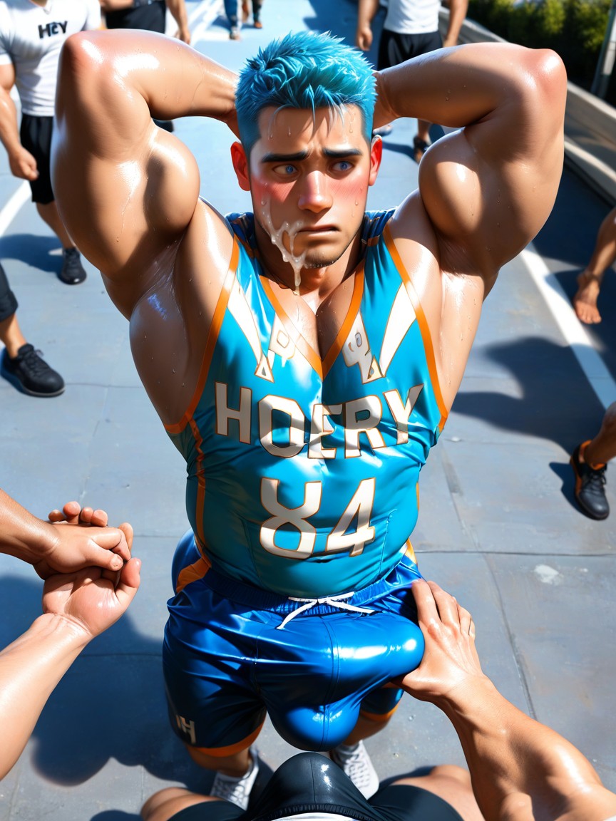 Correct Anatomy, 水色の髪, Bulge At Eyelevel Of Man ゲイAIポルノ