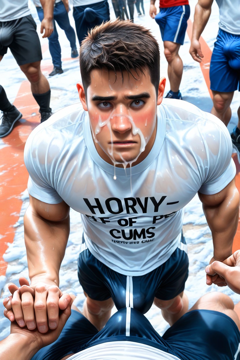 Squeezing Bulge Shaft, Seated In Public, Exposed Hypercock Cums All Over Other Man's Bulge AI同性戀黃片