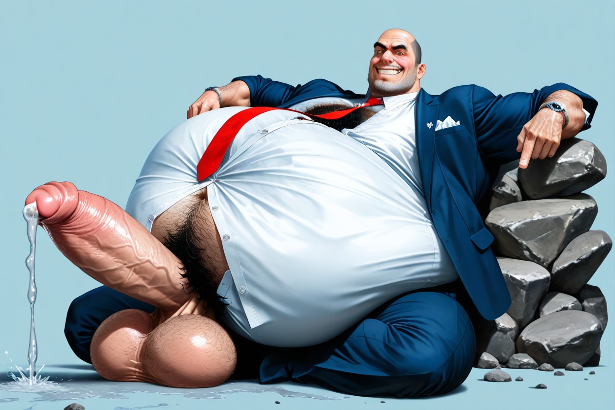 Hyper Thick Penis With Huge Bulging Balls, Hyper Long Curved Floppy Erection, Solo AI Gay Porn