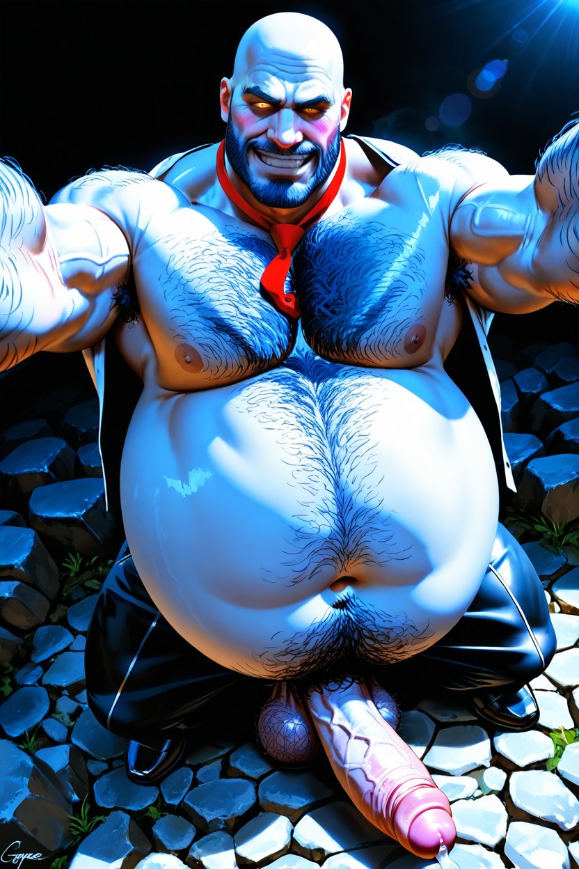 Wide Open Eyes, Hyper Long Curved Floppy Erection, コックリング ゲイAIポルノ