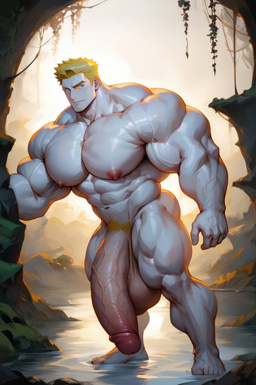 Boyish Appearance, Shirtless, Toned Physique ゲイAIポルノ