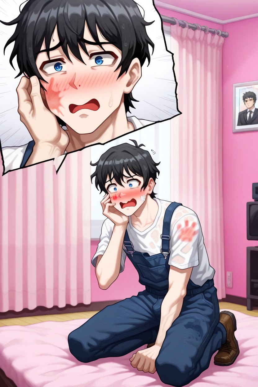 Black Hair, Very Very Blushed, Feminine Room ゲイAIポルノ