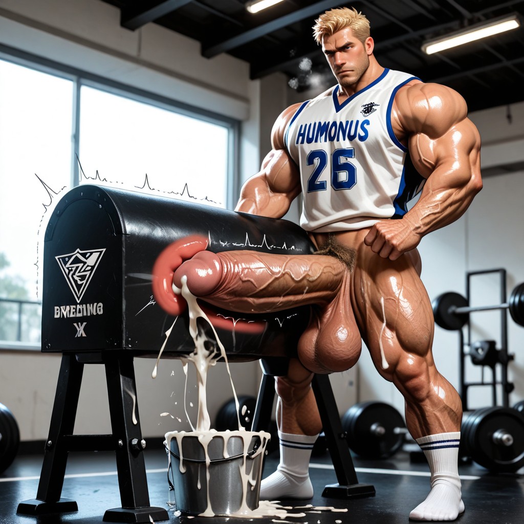 Standing, Muscle Bodybuilder, Oversized Muscles AI Gay Porn