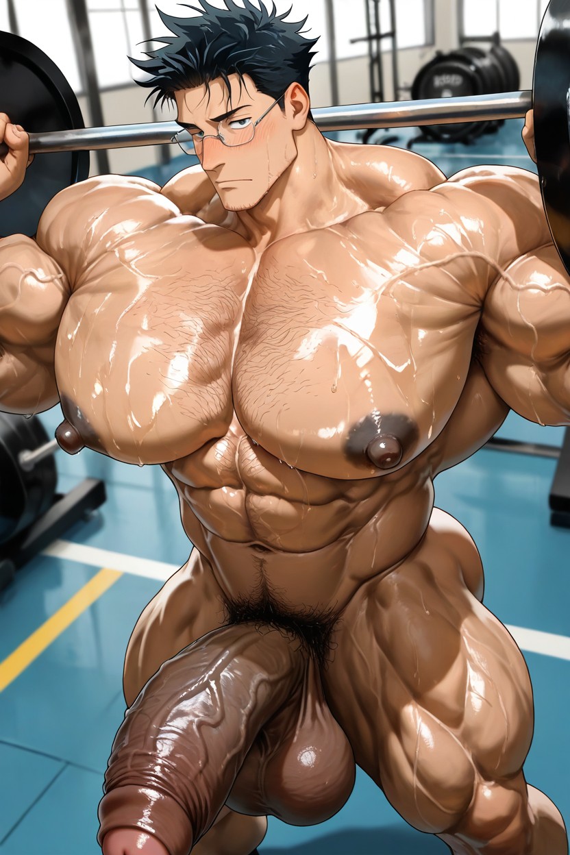 Blushing, Colossal Muscularity, Tall Muscular Physique AI Gay Porn