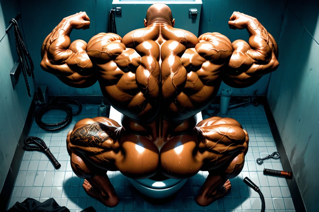 Looking Up, Big Earrings, Flexing Biceps AI Gay Porn