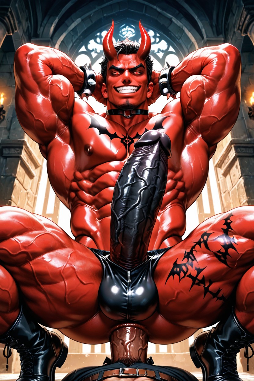 Legs Spread, Thick Thighs, Gigantic Penis ゲイAIポルノ