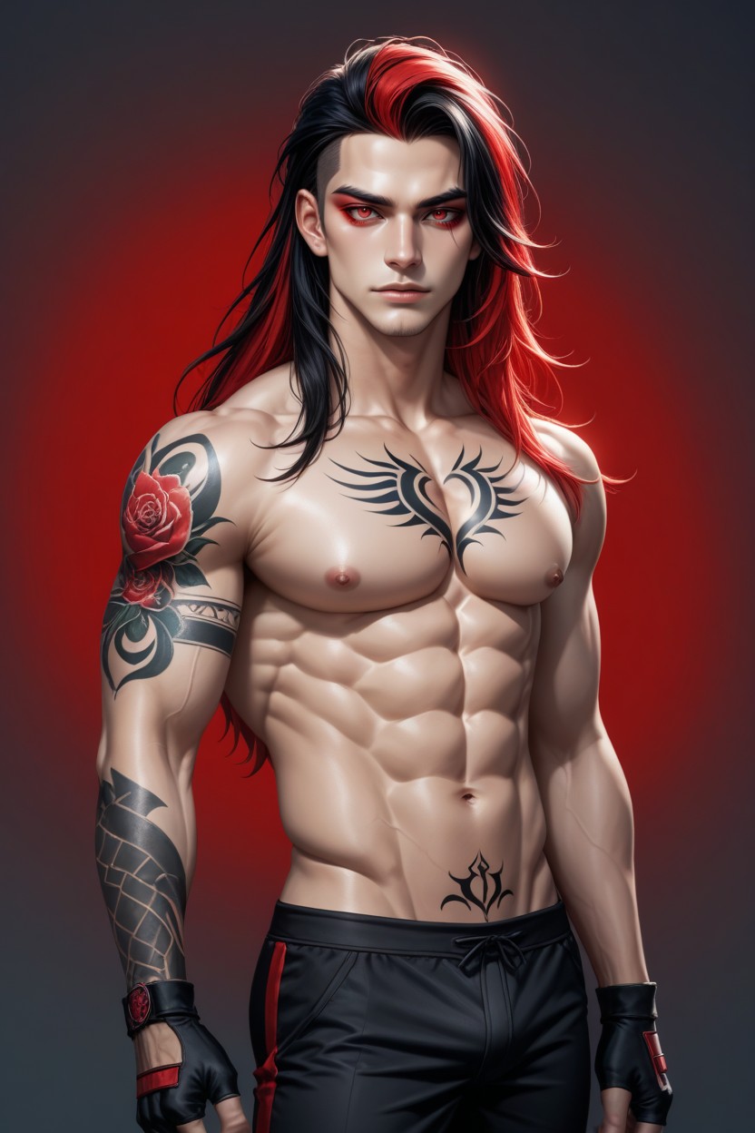 Fingerless Gloves, Muscular, Multi-colored Hair AI同性戀黃片