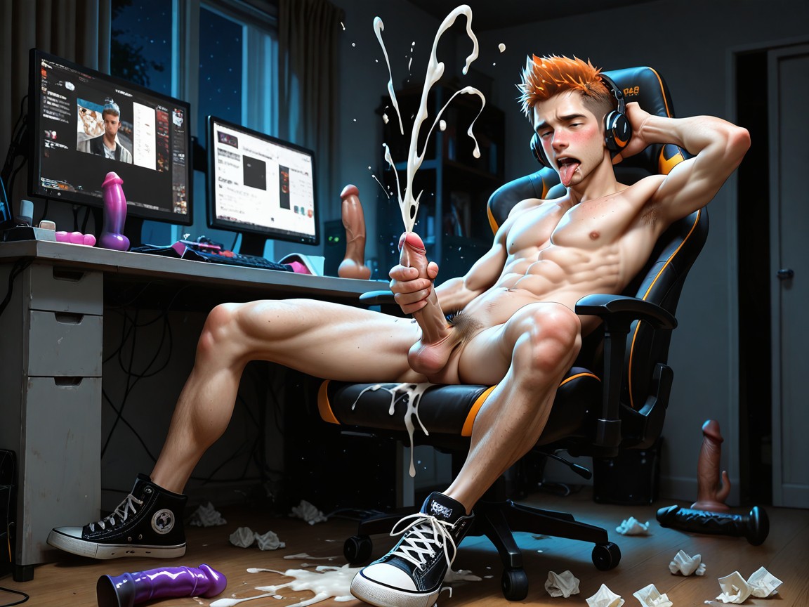 Used Tissues On The Floor, Male Only, Legs Raised AI Gay Porn