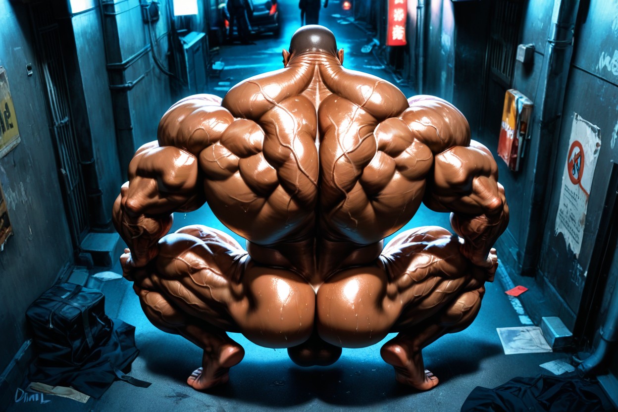 Huge Balls, Full Body, Dark Skin AI Gay Porn