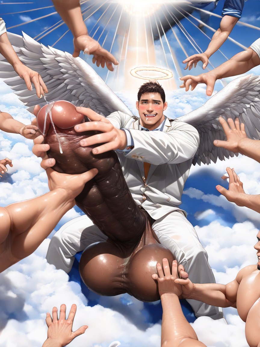 Hq, Penis Realistically Attached To Crotch, Angel Wings AI Gay Porn