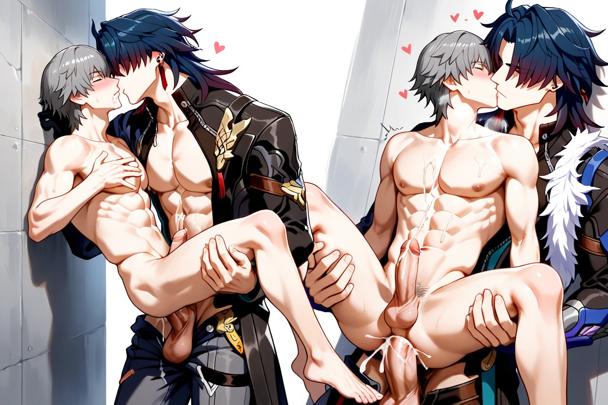 Caelus Back Pressed Against Wall For Support, Blushing, Foreskin ゲイAIポルノ