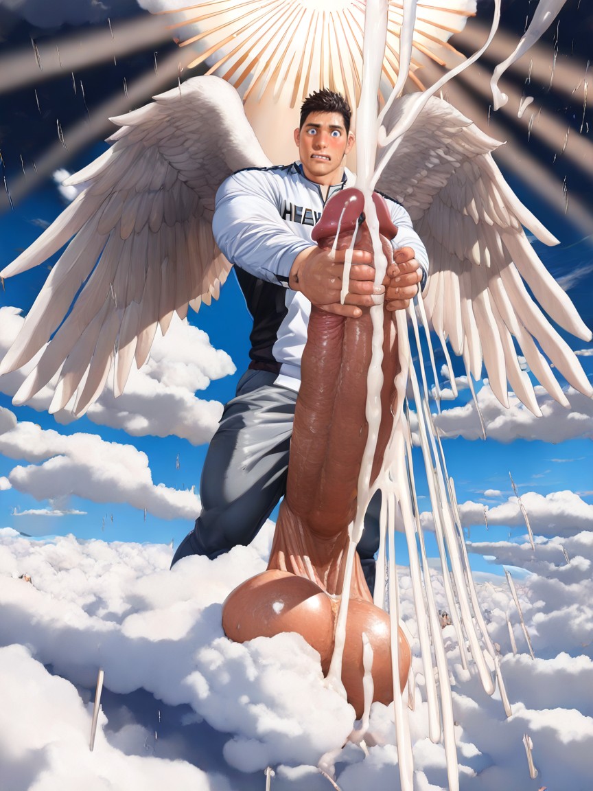 Hyper Angel Man, Gigantic Growing Cock, Angel AI Gay Porn