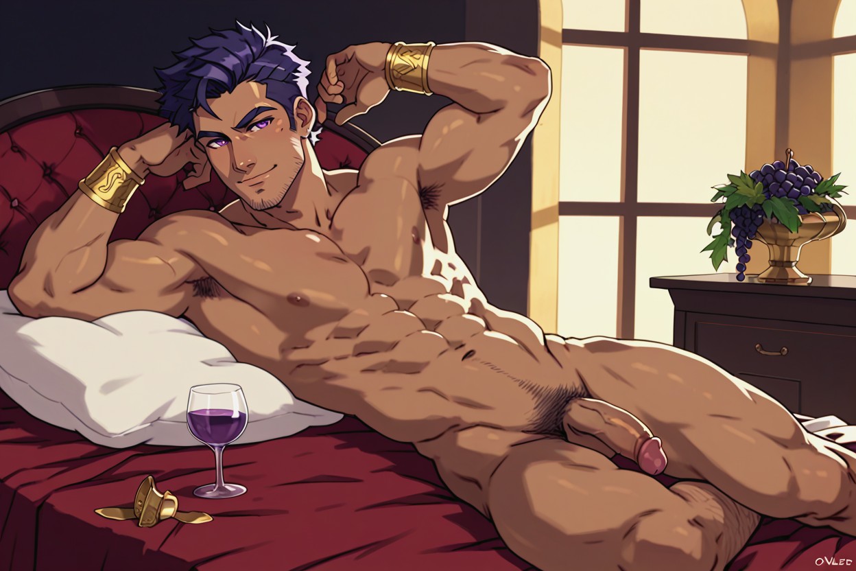 Chalice Cup, Fuga, Long Purple Hair With Grapes In His Hair AI Gay Porn