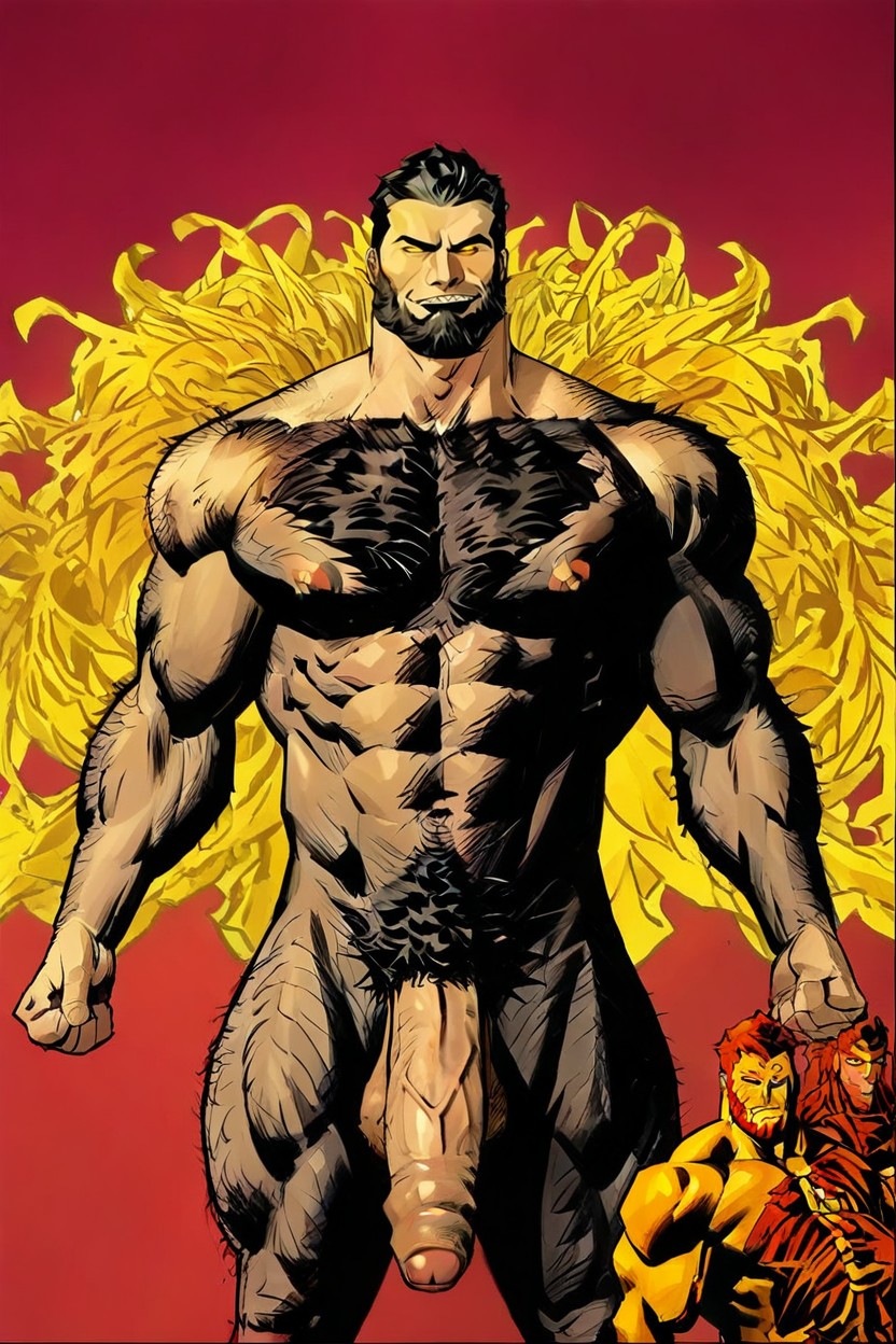 Erection, Hyper Hairy Torso, Masculine ゲイAIポルノ