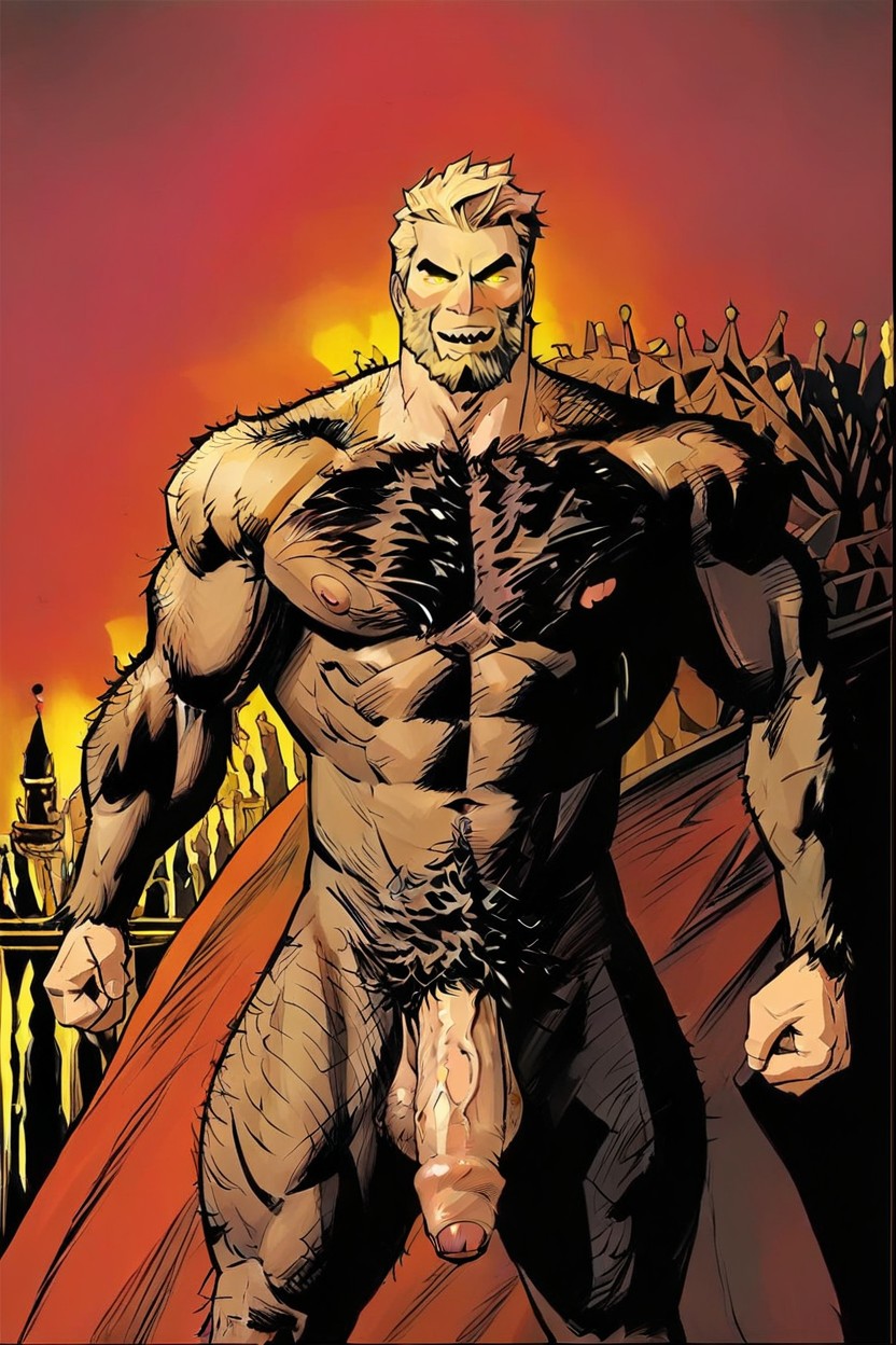 Excessive Hairy Torso, Yellow Glowing Eyes, Extreme Foreskin AI Gay Porn