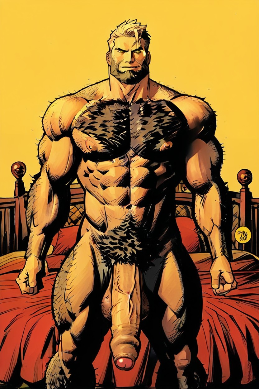 裸, Bushy Hairy Chest, Big Pecs ゲイAIポルノ