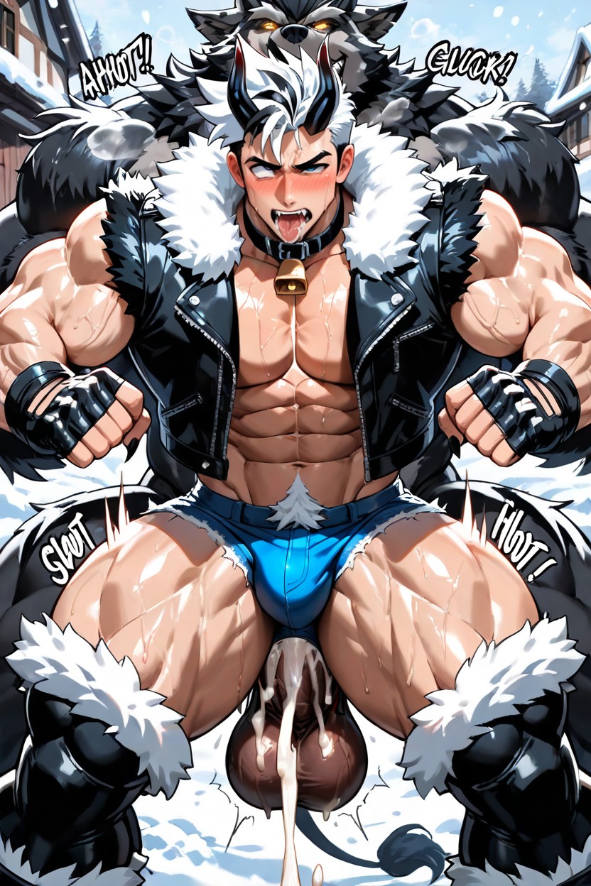 Huge Thick Giant Girthy Veiny Broad Monster Werewolf Cock, Hucow Bell Collar, Massive Cock AI Gay Porn