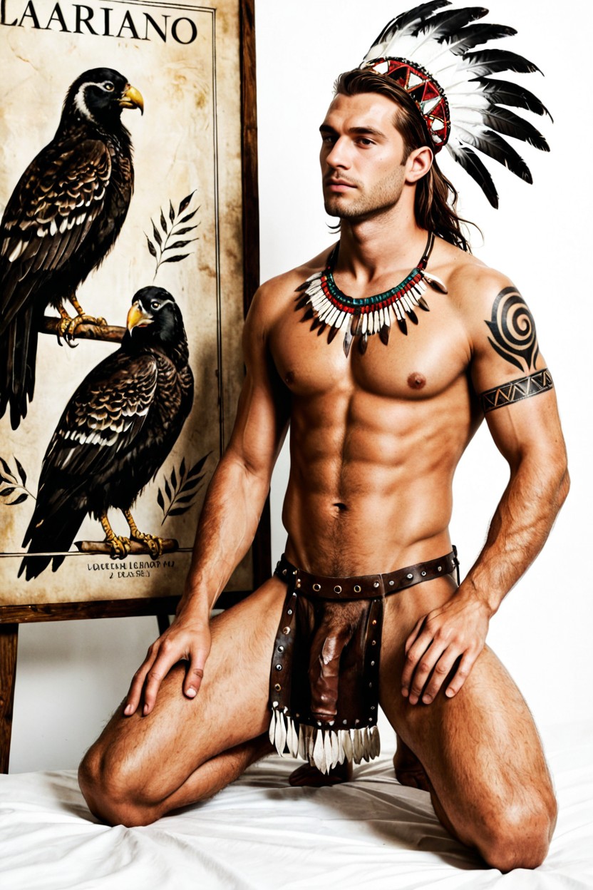 Realistic Anatomy, Bohemian And Indigenous-inspired Aesthetic, And Black Feathers ゲイAIポルノ