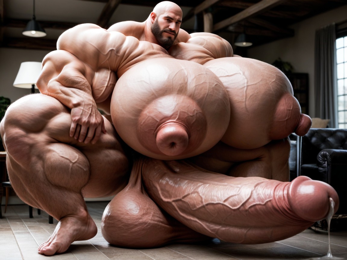 Hyper Cock Bigger Than Human, Massive Muscle Growth Hormone Pumped Muscles, Hyper Puffy Cock AI Gay Porn