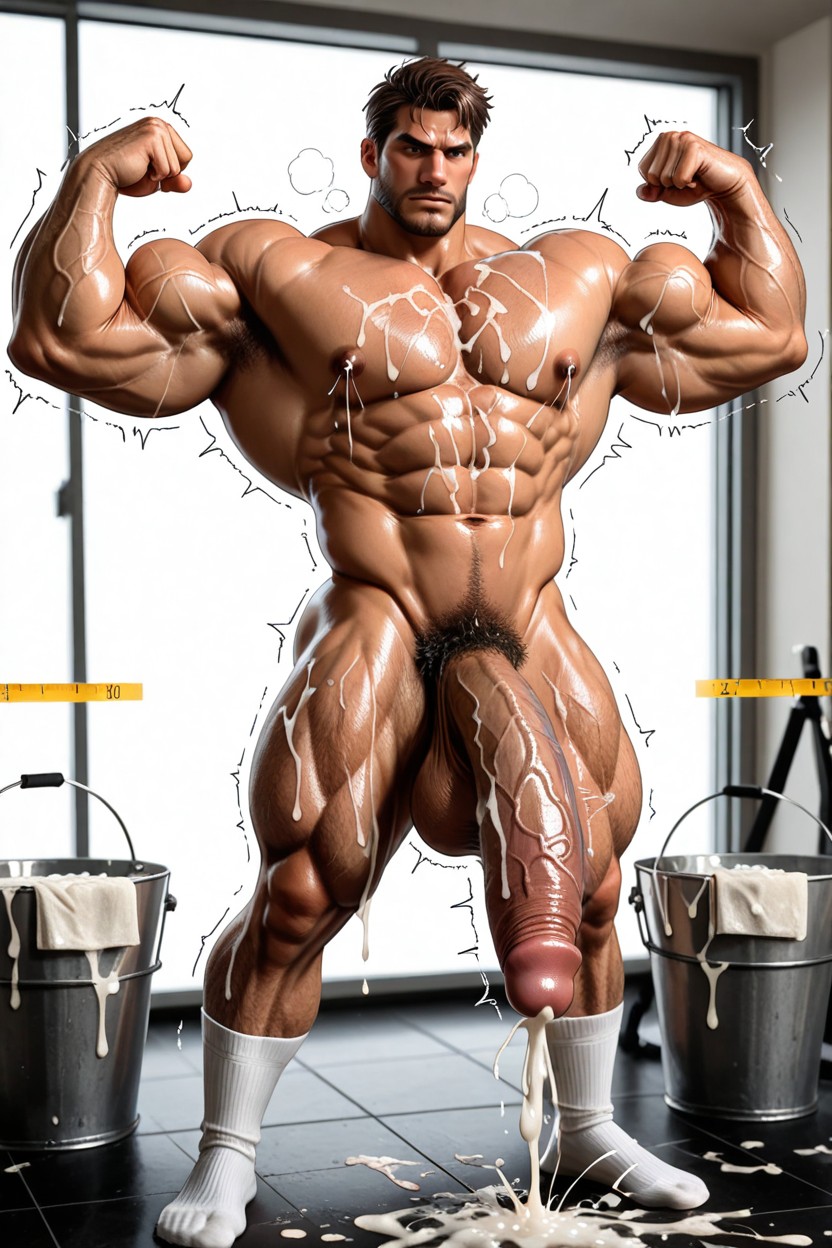 Measuring Bicep, Measuring Cock, Balls On Floor AI Gay Porn