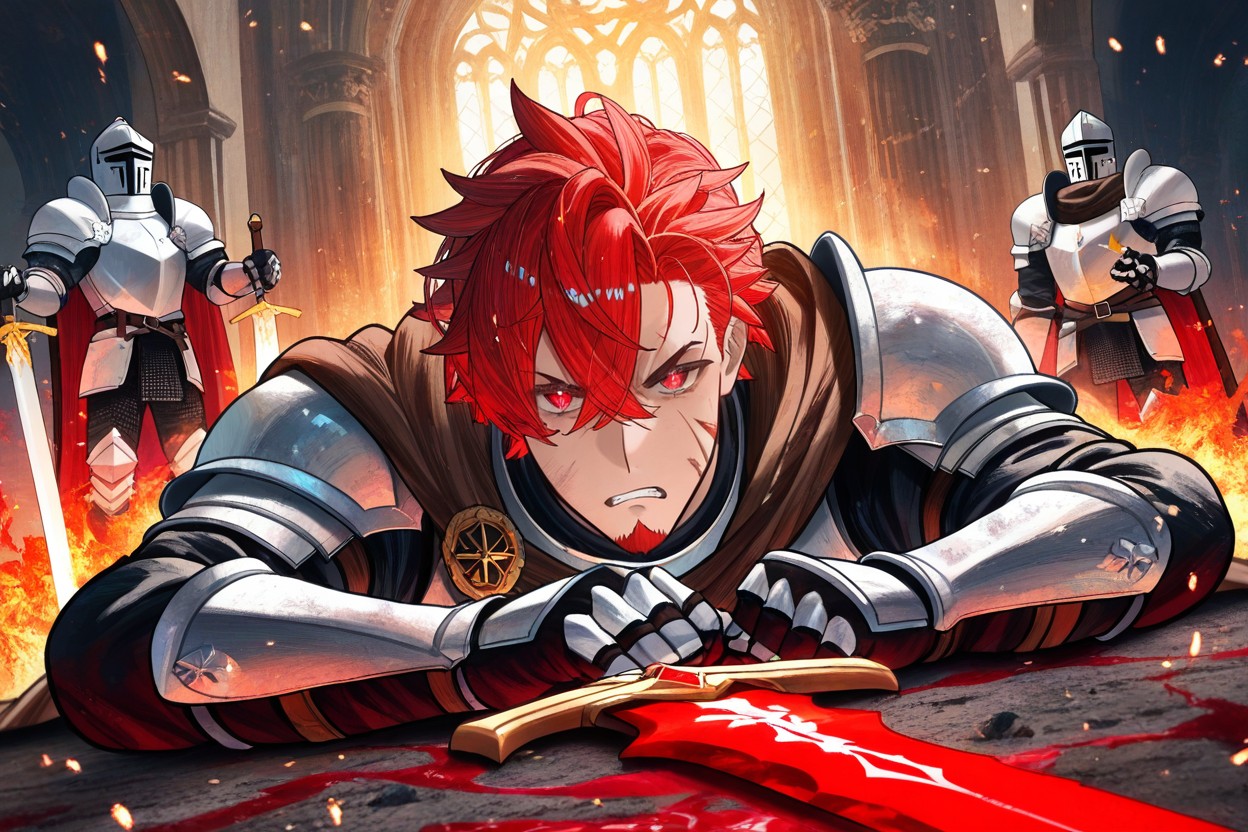 The Knight Is A Man, Hands On The Ground, Annoyed AI Gay Porn