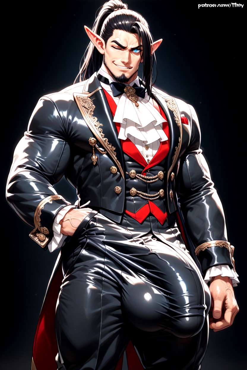 Penis In Pants, Trimmed Beard, Realistic Portrait Of A Muscular Man With Features AI Gay Porn