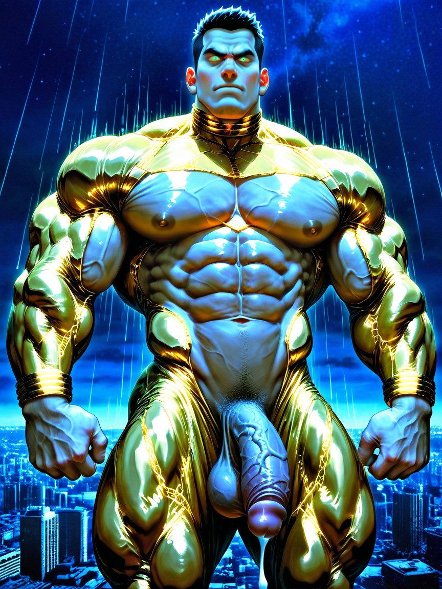 Golden Mesh Form Fitting Clothing, Male Only, Black Hair AI Gay Porn