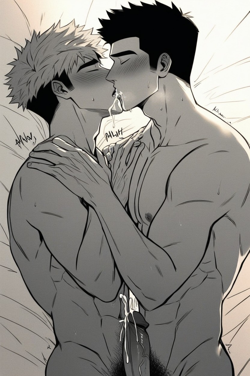 Erect Penis, Kissing Passionately, Lewd Expression AI Gay Porn