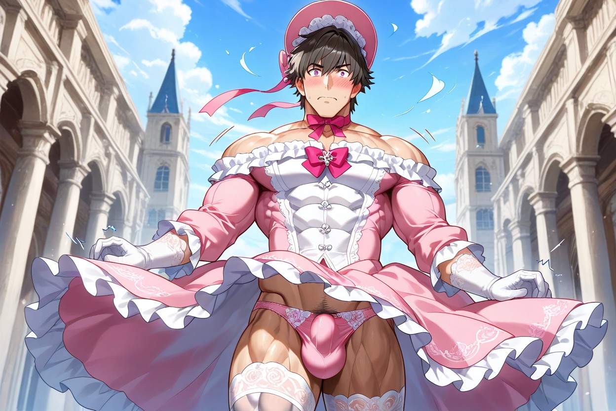 25+, Palace, Victorian Pink Off-shoulder Dress AI Gay Porn