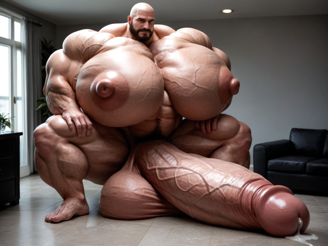Hyper Veiny Pumped Muscles, Oversized Hyper Gigantic Penis, 18+ AI Gay Porn
