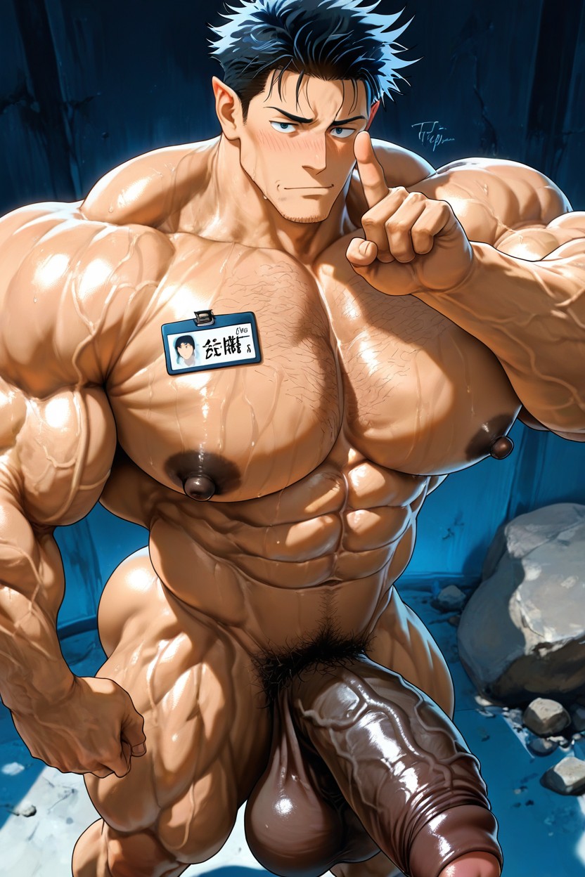 Oversized Muscles, Flaccid Penis, Big Muscles AI Gay Porn