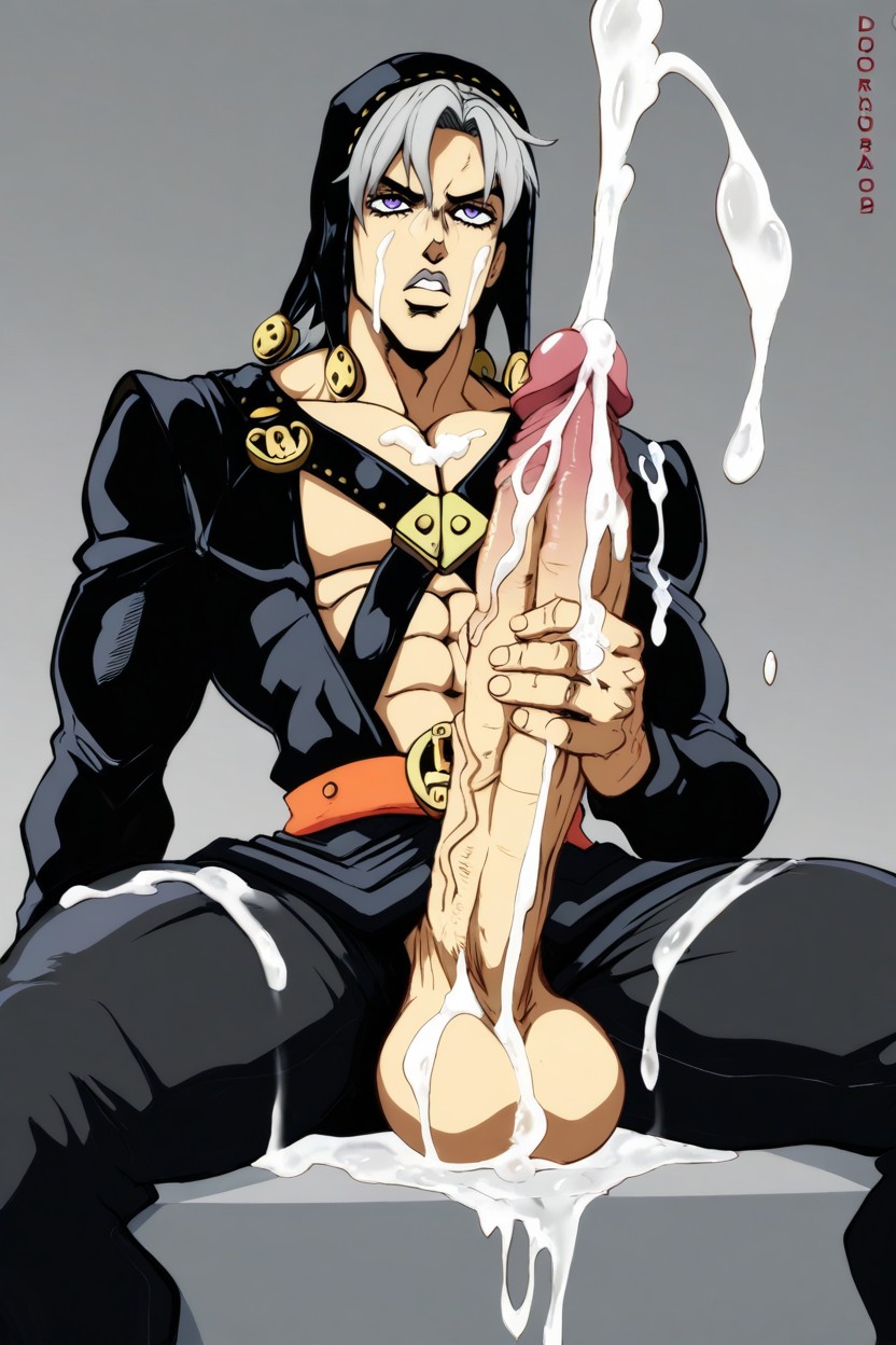 Hyper Erect Cock, Hyper Long Cock, Harness Straps AI Gay Porn
