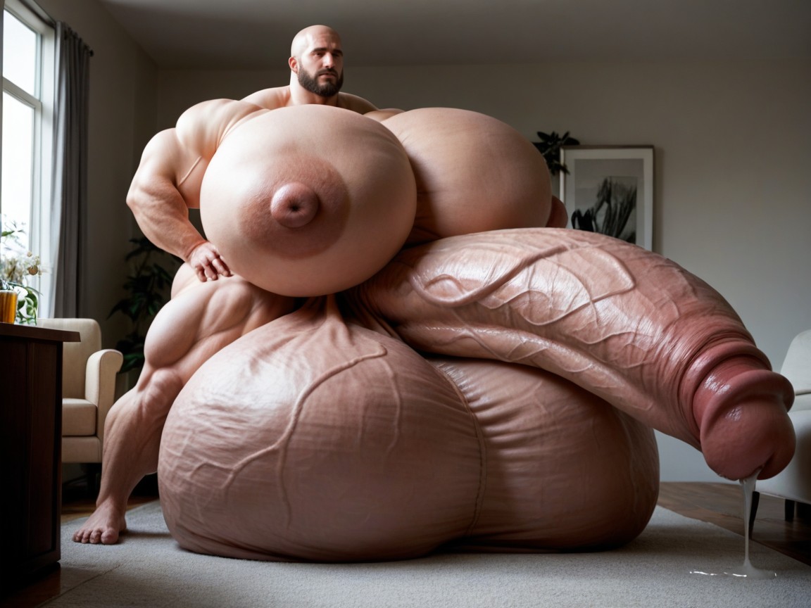 Massive Oversized Hyper Testicles, Oversized Heavy Hyper Balls, Massive Oversized Cock Growth AI Gay Porn