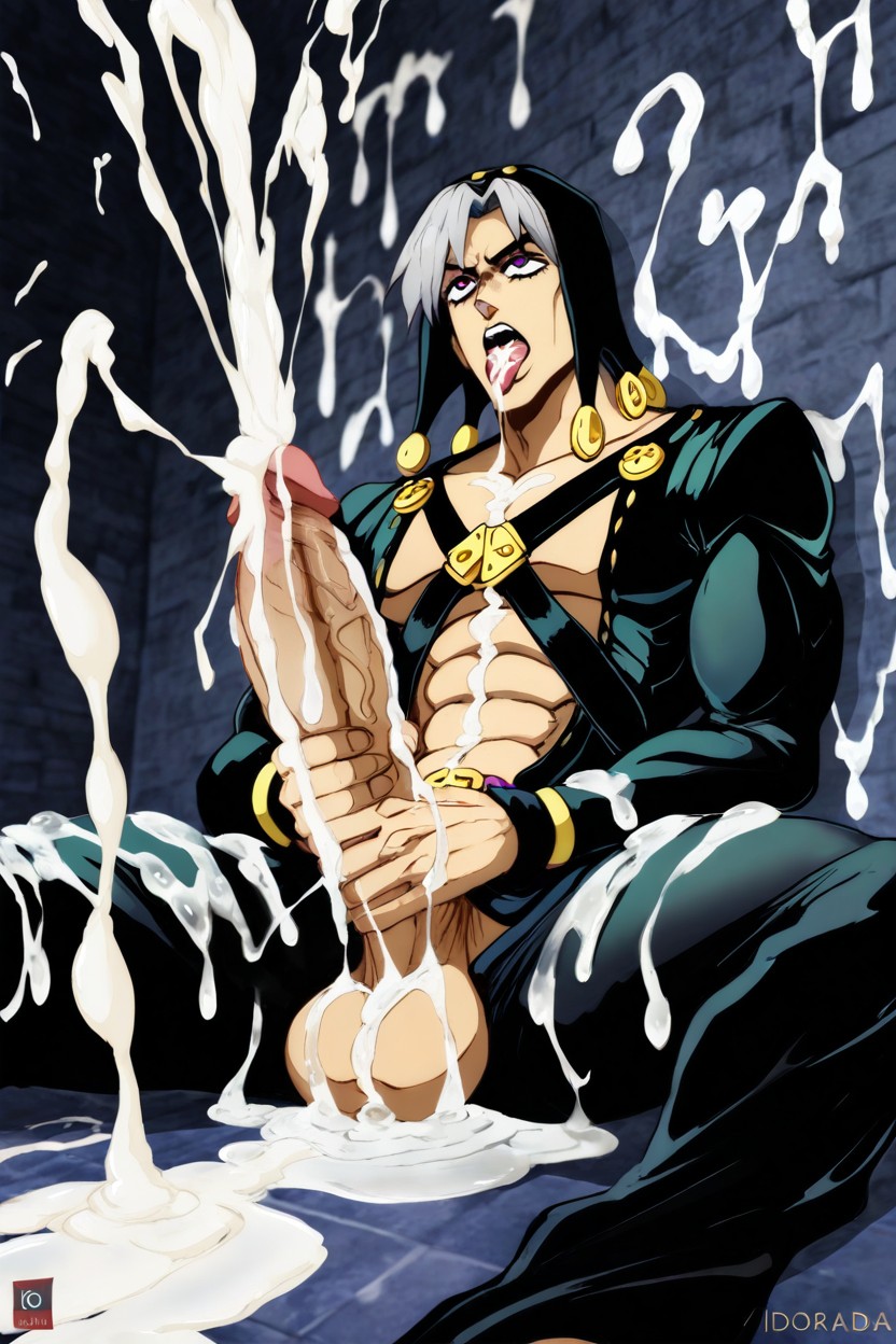 Wet Glistening Skin, Thick Cum Ropes, Impossibly Long Hyper Penis AI Gay Porn