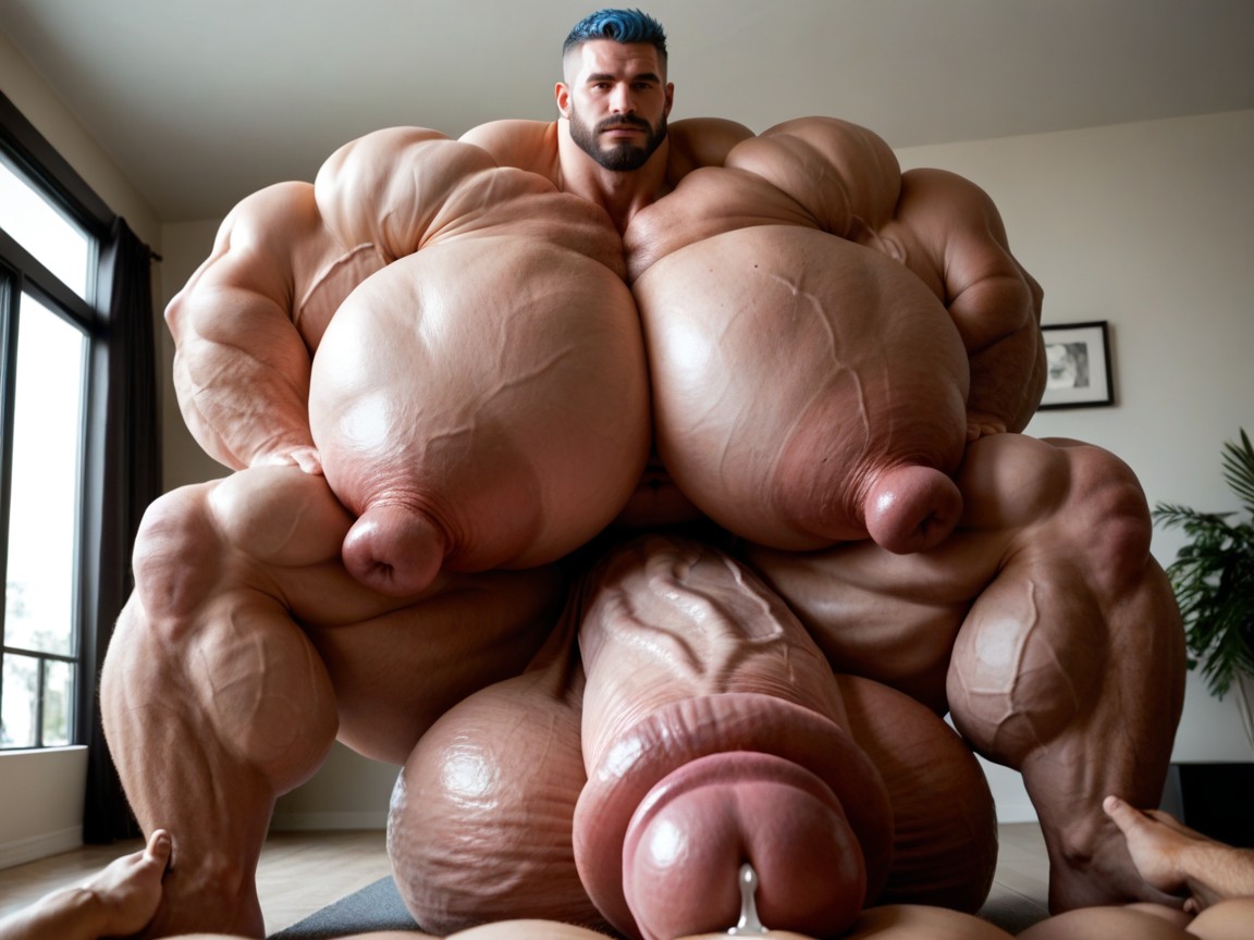 Pelo Azul Claro, Massive Muscles, Punto De Vista Porno gay IA